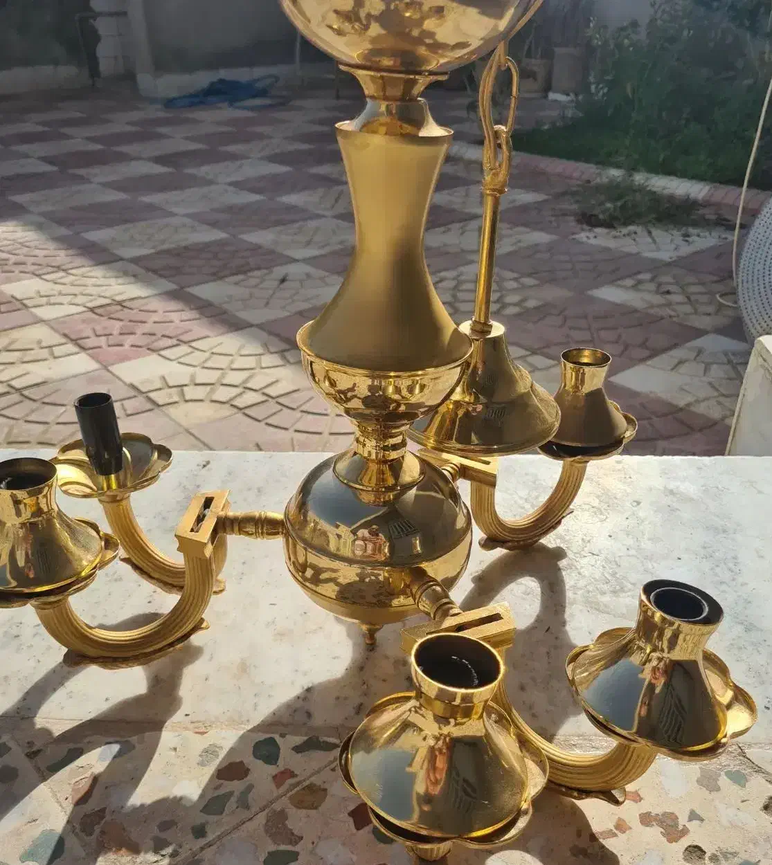 لوستر طلایی|لوستر و چراغ آویز|شیراز, زرهی|دیوار