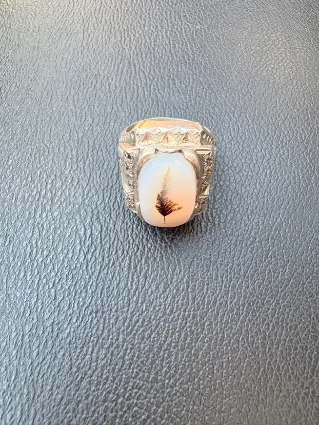 انگشتر نقره عیق تک درخت ۲لایه مخراج زمرد|جواهرات|گرگان, |دیوار