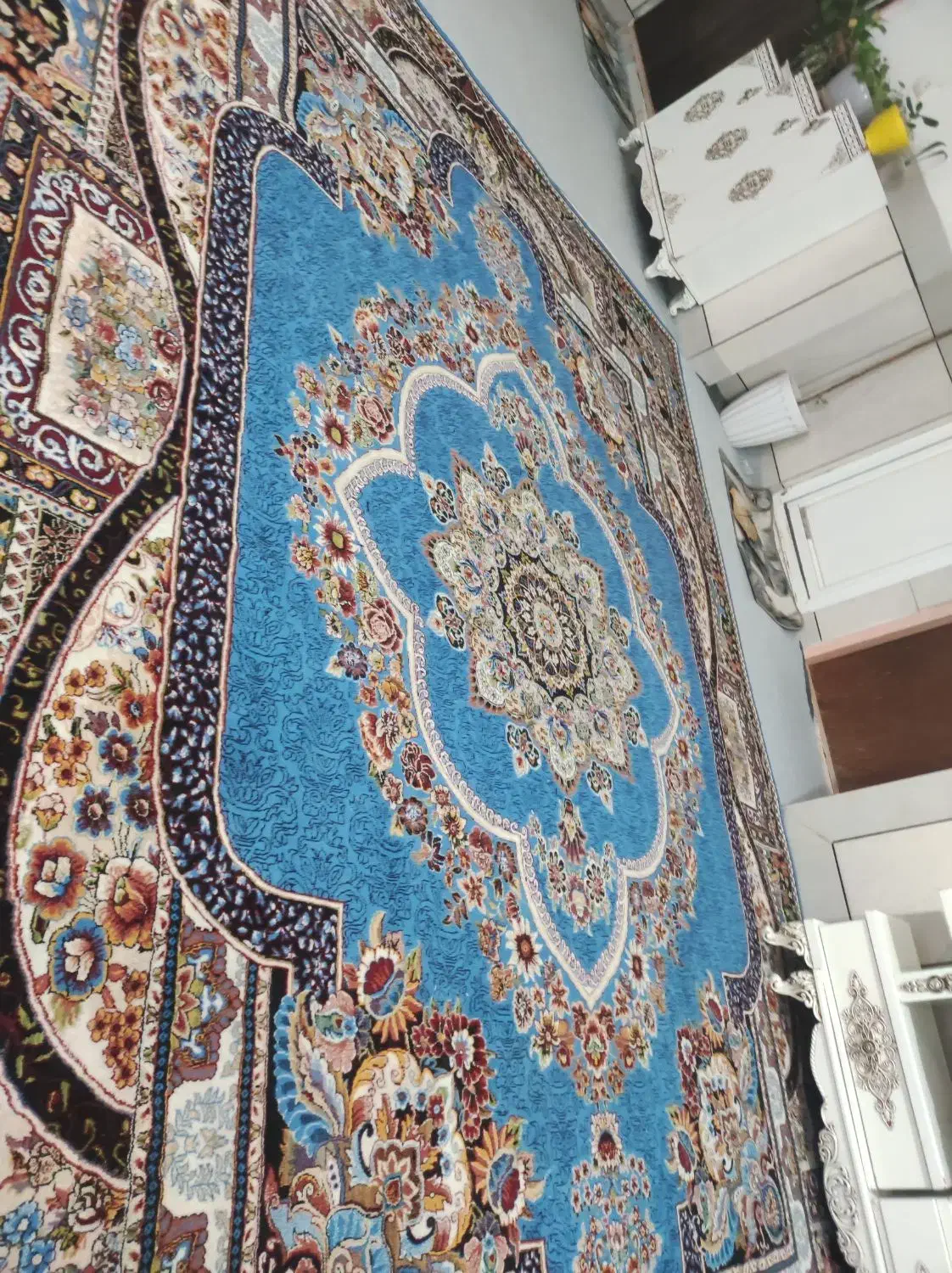 دو عدد قالی دوازده متری ابی به فروش می‌رسد|فرش|الیگودرز, |دیوار