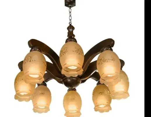 لوستر 8 شعله چوبی|لوستر و چراغ آویز|قزوین, |دیوار