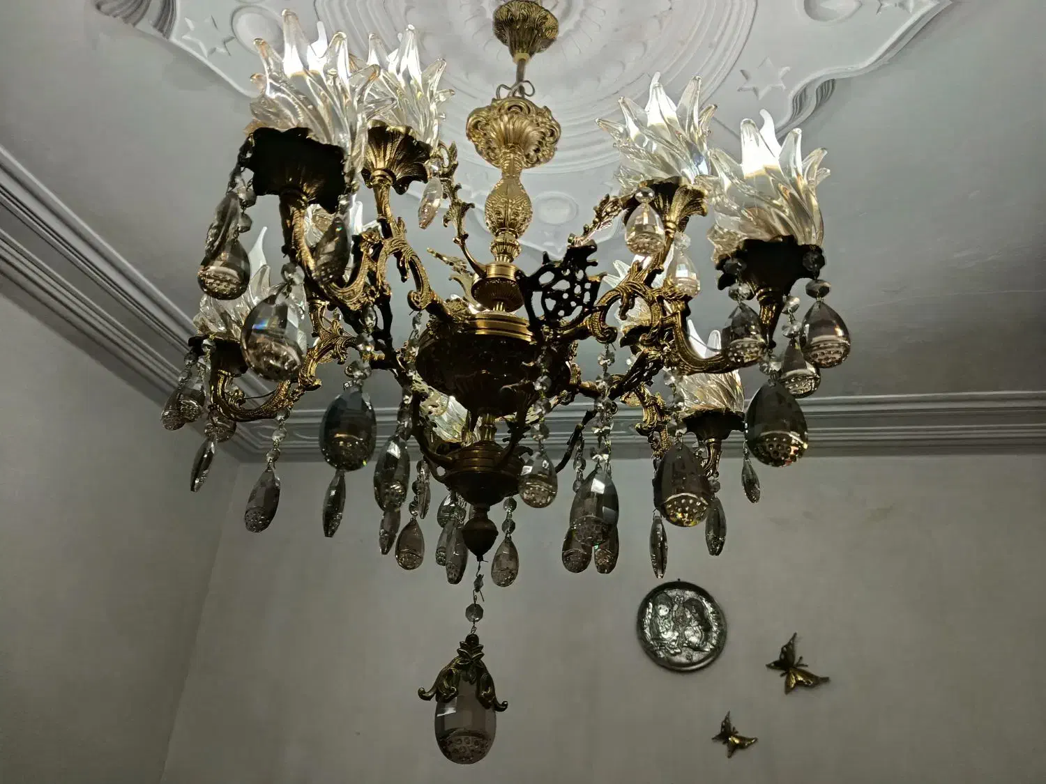 لوستر برنز پنج شاخه ده شعله قیمت 8میلیون|لوستر و چراغ آویز|زنجان, |دیوار