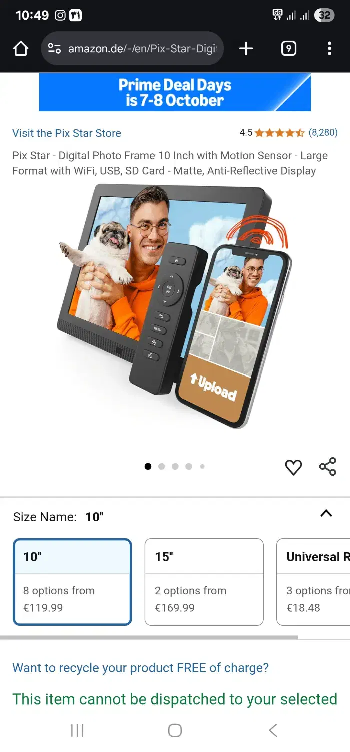 قاب عکس دیجیتال ۱۰ اینچ همراه ریموت کنترل|صوتی و تصویری|رشت, فرزانه|دیوار