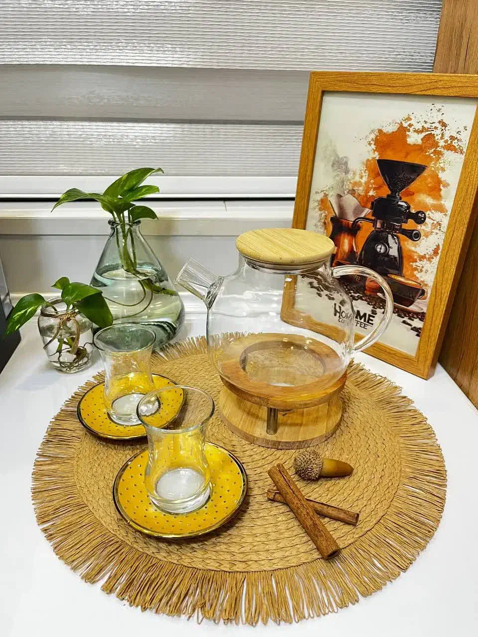 قوری پیرکس درب بامبو ۱۰۰۰ میل|قوری، کتری، قهوه‌ساز دستی|کرج, شهرک ظفر|دیوار