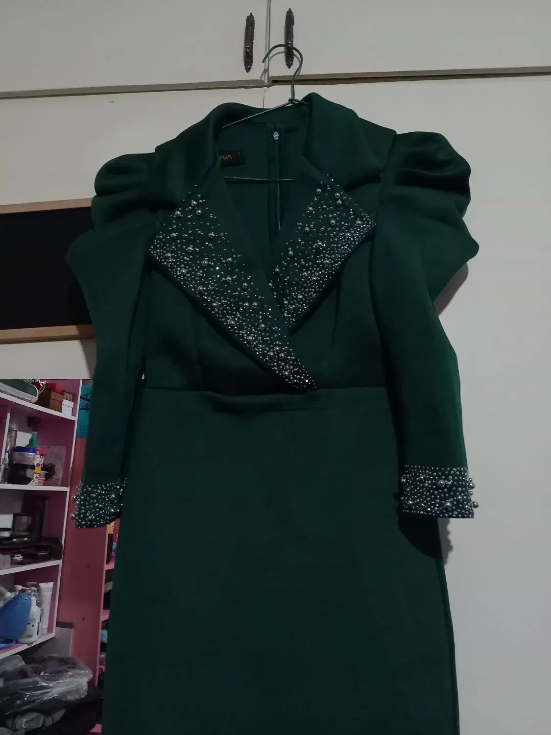 لباس مجلسی نگین دار زمردی|لباس|فردیس, شهرک ناز|دیوار