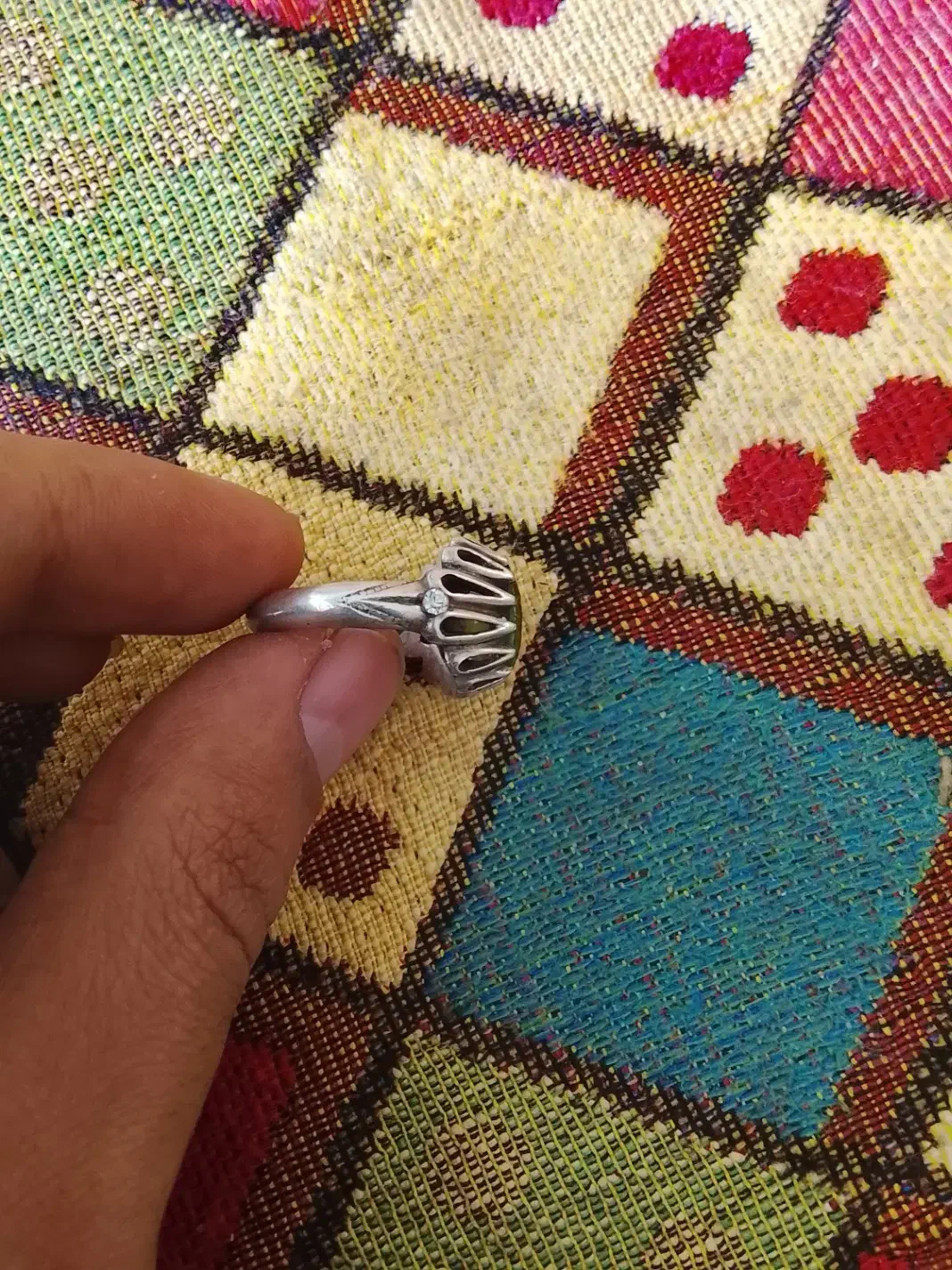 انگشتر زبرجد نقره قدیمی|جواهرات|برخوار, |دیوار