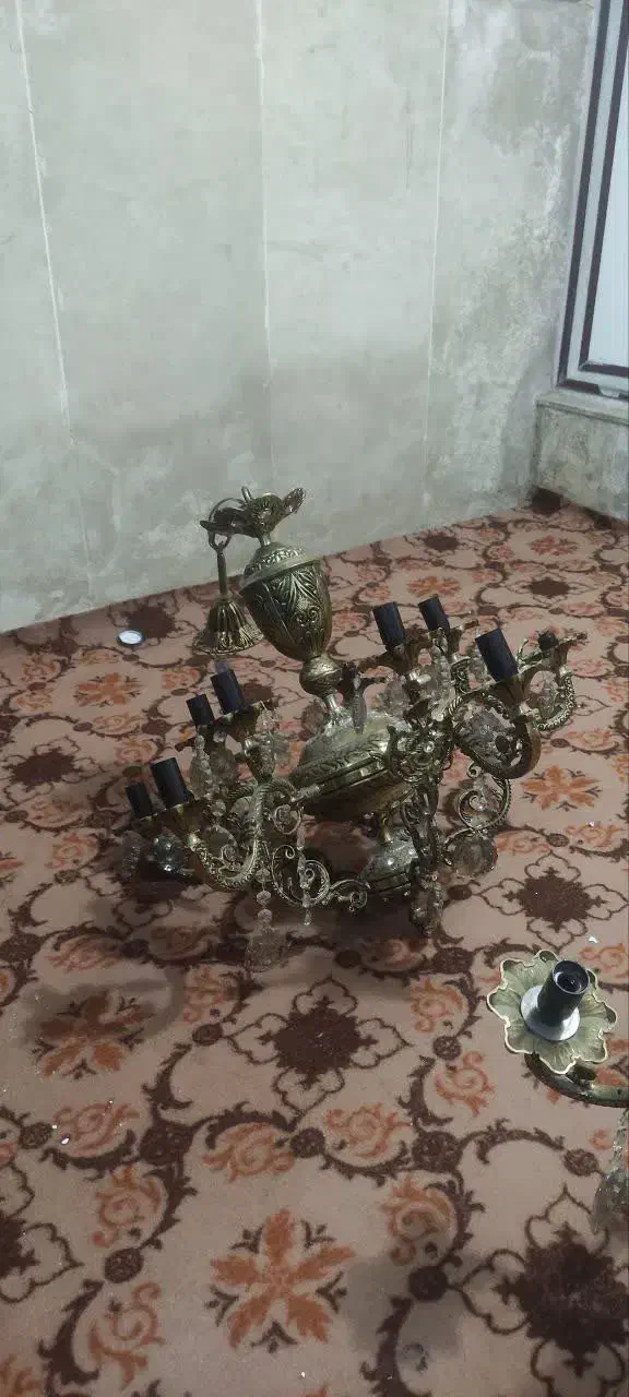 لوستر برنز پنچ شاخه|لوستر و چراغ آویز|بناب, |دیوار