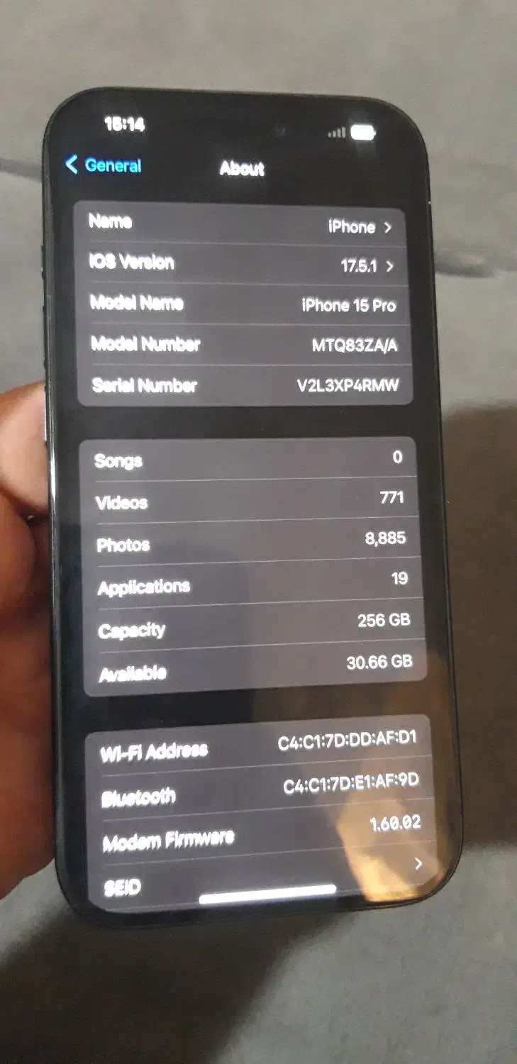 ایفون ۱۵ پرو ۲۵۶ zaa باطری ۹۴|موبایل|تهران, شهرک چیتگر|دیوار