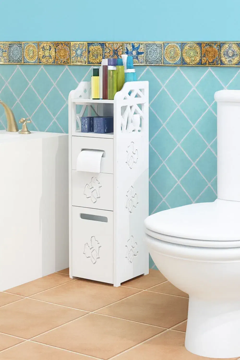 استند شلف ایستاده جای سطل و دستمال حمام توالت ضدآب|لوازم حمام|مشهد, کوشش|دیوار