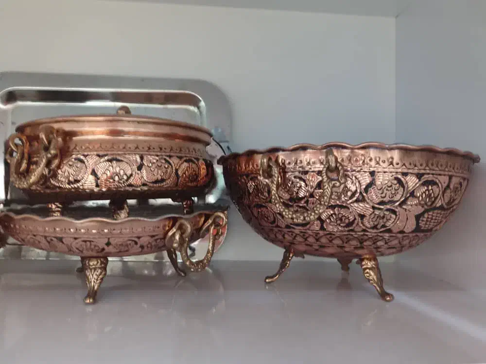 سه عدد ظرف پذیرایی مسی|ظروف سرو و پذیرایی|خمینیشهر, |دیوار