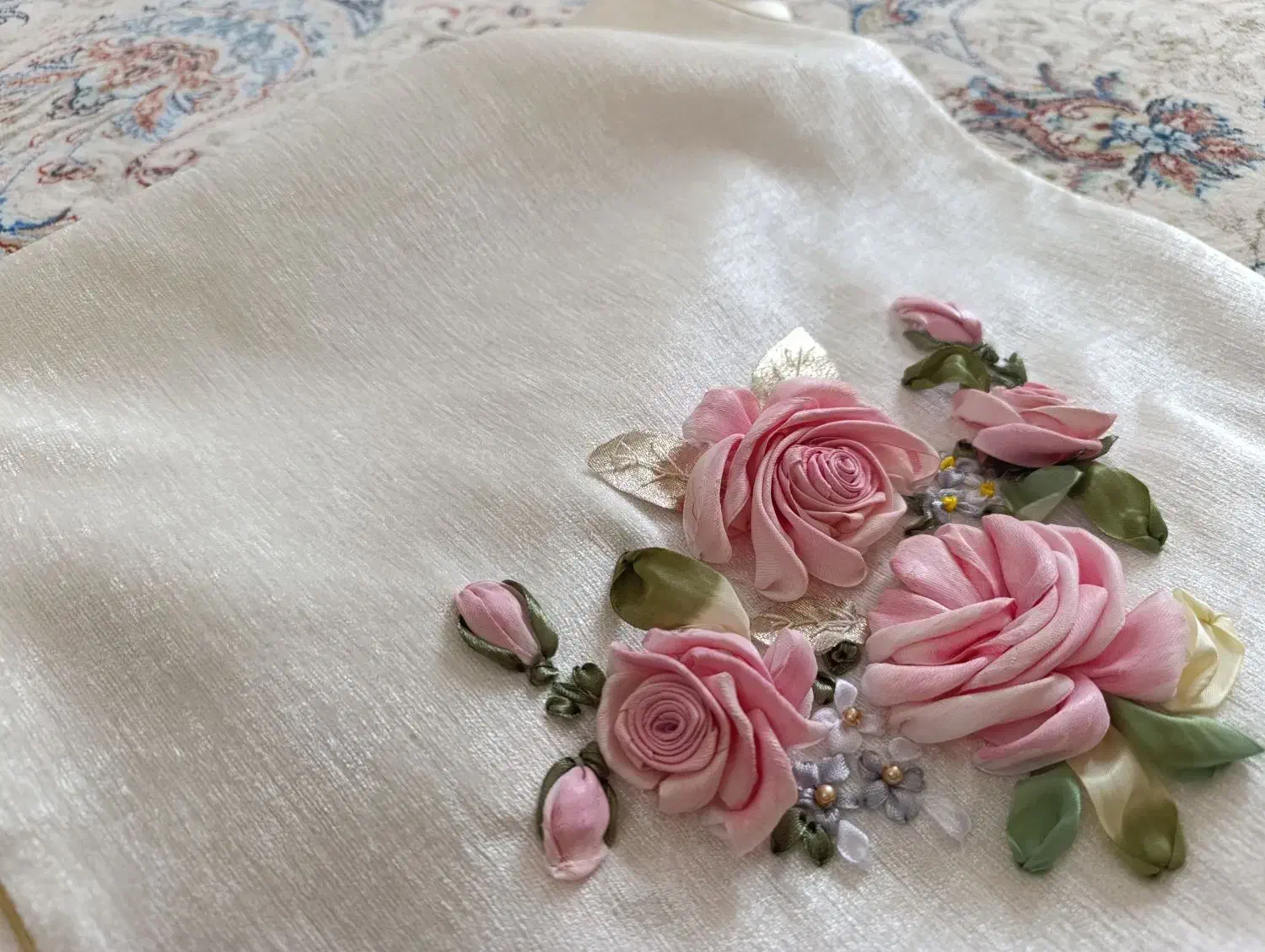 ست رومیزی روبان دوزی|پرده، رانر، رومیزی|یزد, |دیوار