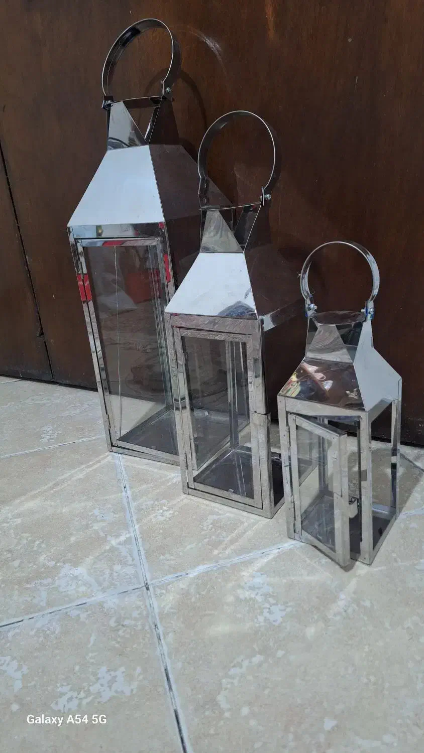 فانوس ۳تیکه فلزی هرمی|کلکسیون اشیاء عتیقه|تهران, درب دوم|دیوار