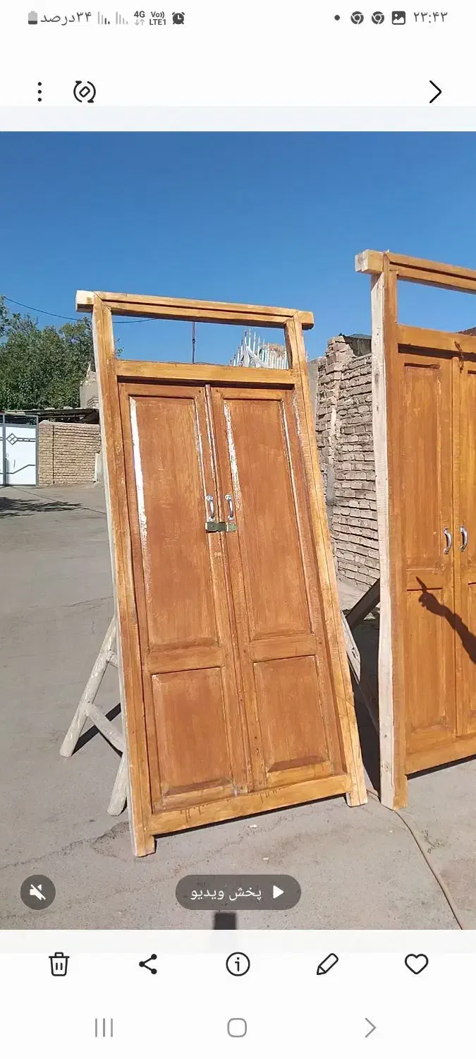 درب پنجره چوبی قدیمی|مصالح و تجهیزات ساختمان|نیشابور, خیام|دیوار