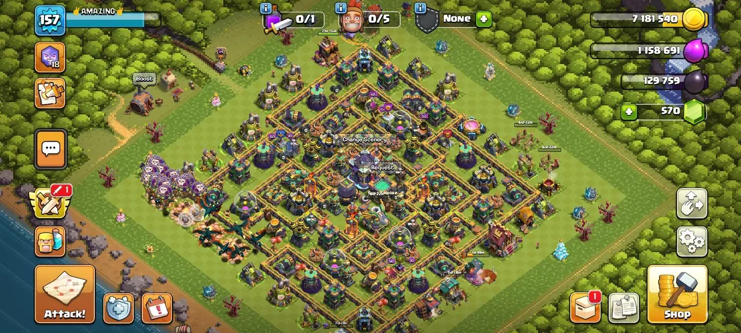 اکانت کلش آف کلنز تاون هال 15 لول 158|کنسول، بازی ویدئویی و آنلاین|تبریز, |دیوار