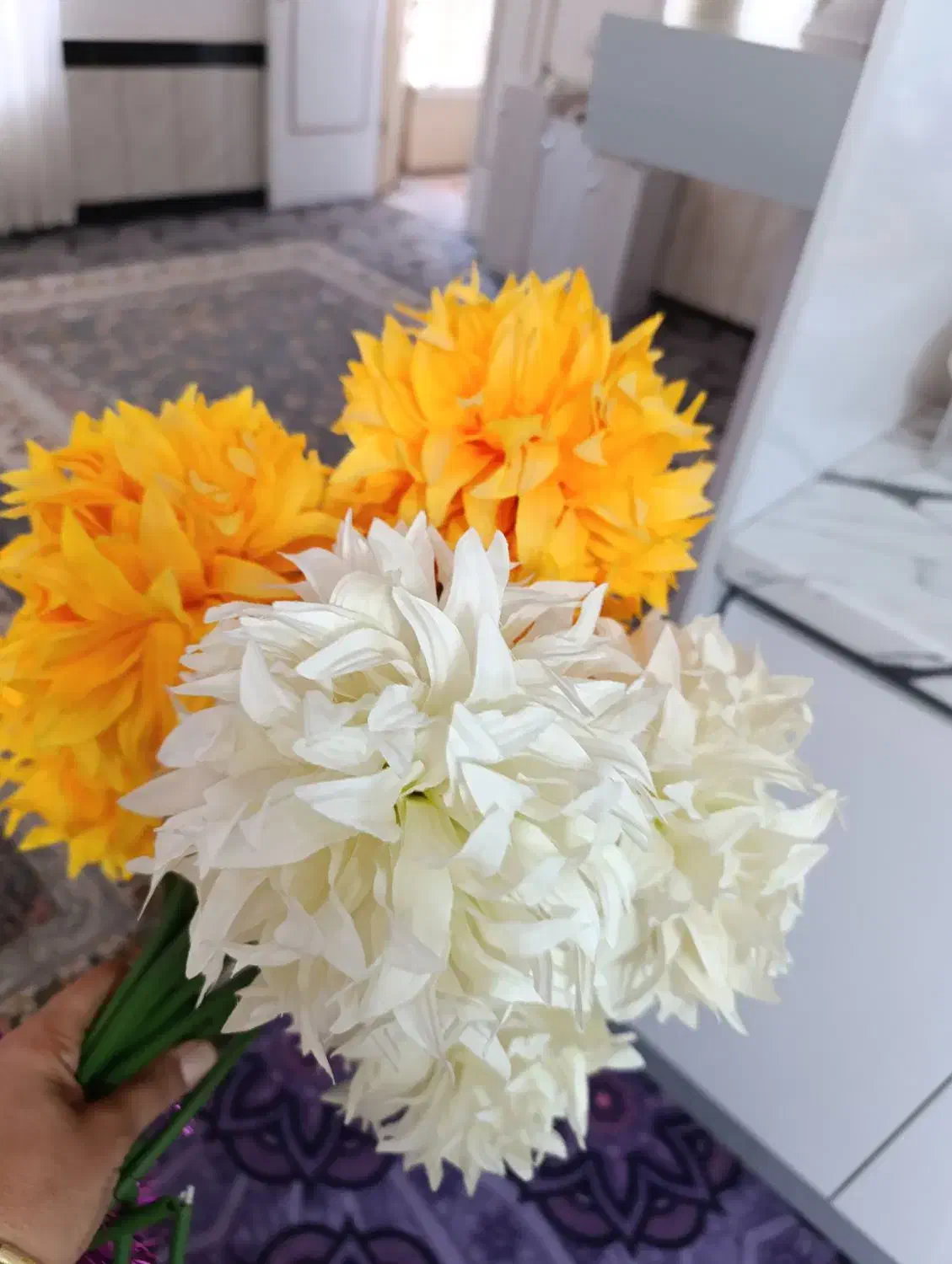 ده شاخه گل خارجی|گل مصنوعی|خزل, |دیوار