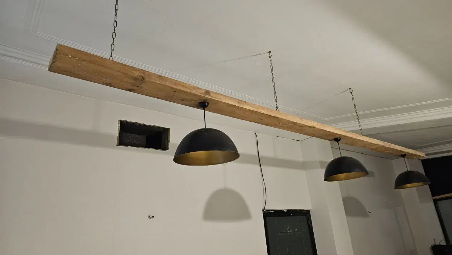 لوستر صنعتی کافه‌ای چوب روس + کاسه فلزی (در حد نو)|لوستر و چراغ آویز|کرج, فاز ۲ مهرشهر|دیوار