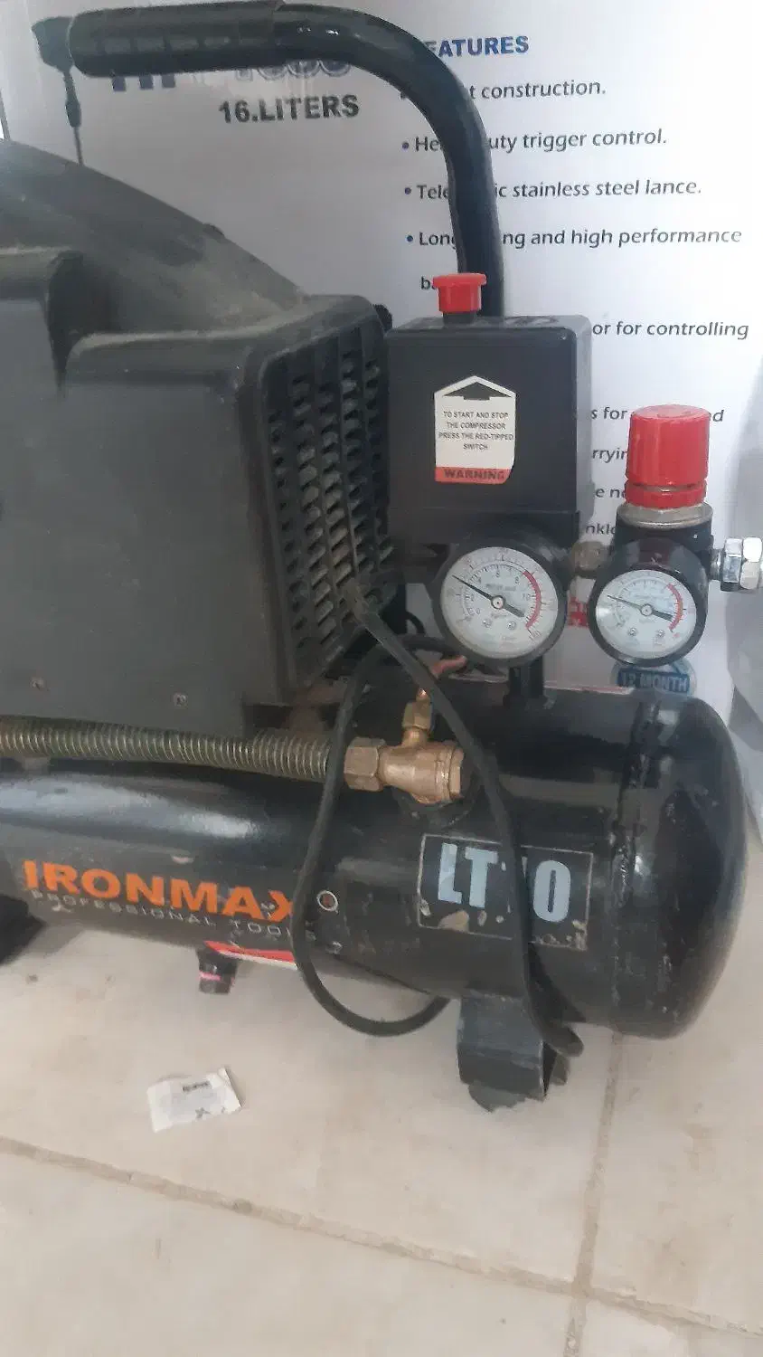 پمپ باد۱۰لیتری ایرون مکس|ابزارآلات|قم, کوه سفید|دیوار