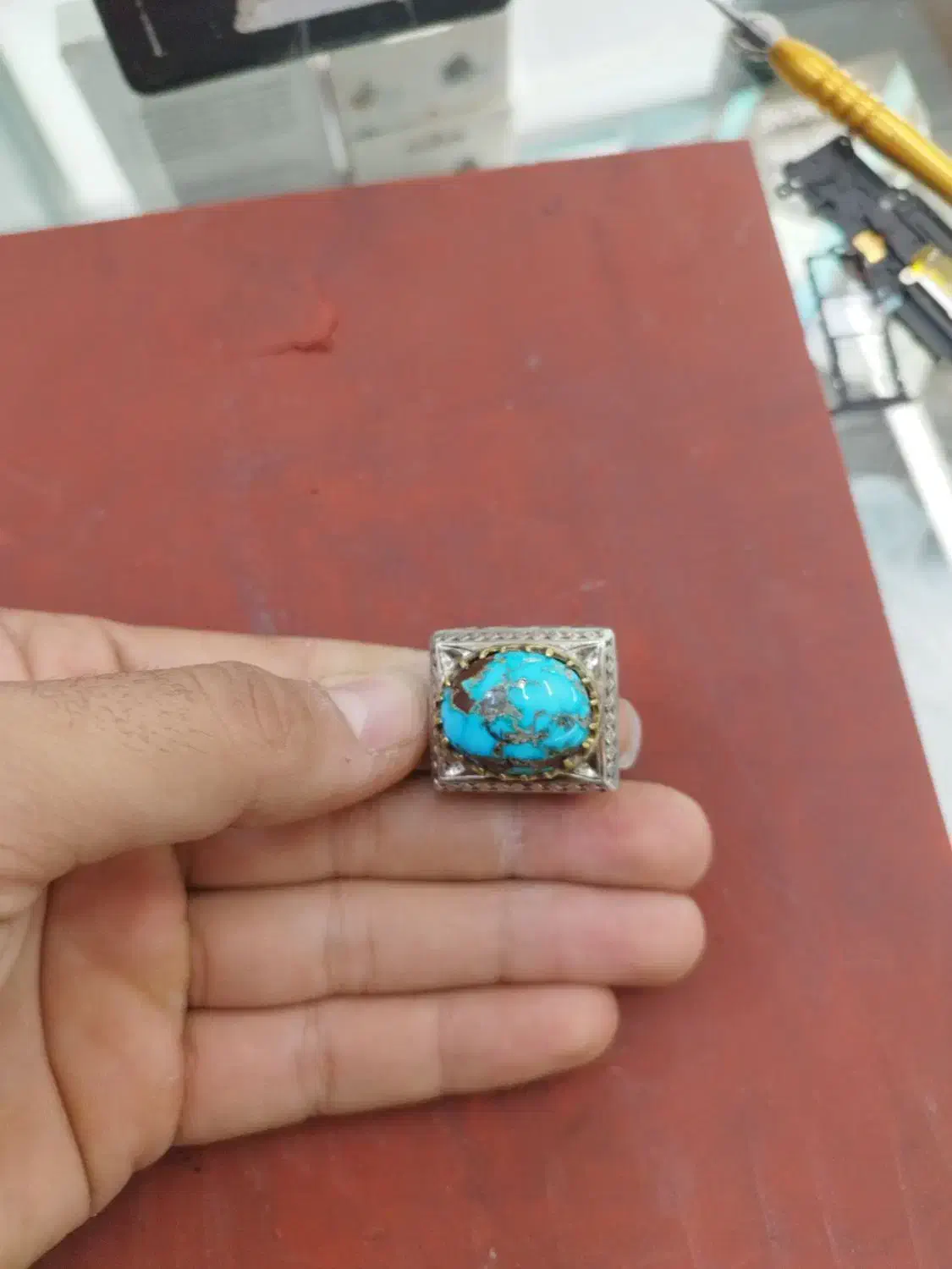 انگشتر فیروزه. انگشتر نقره|جواهرات|مشهد, شهید آوینی|دیوار