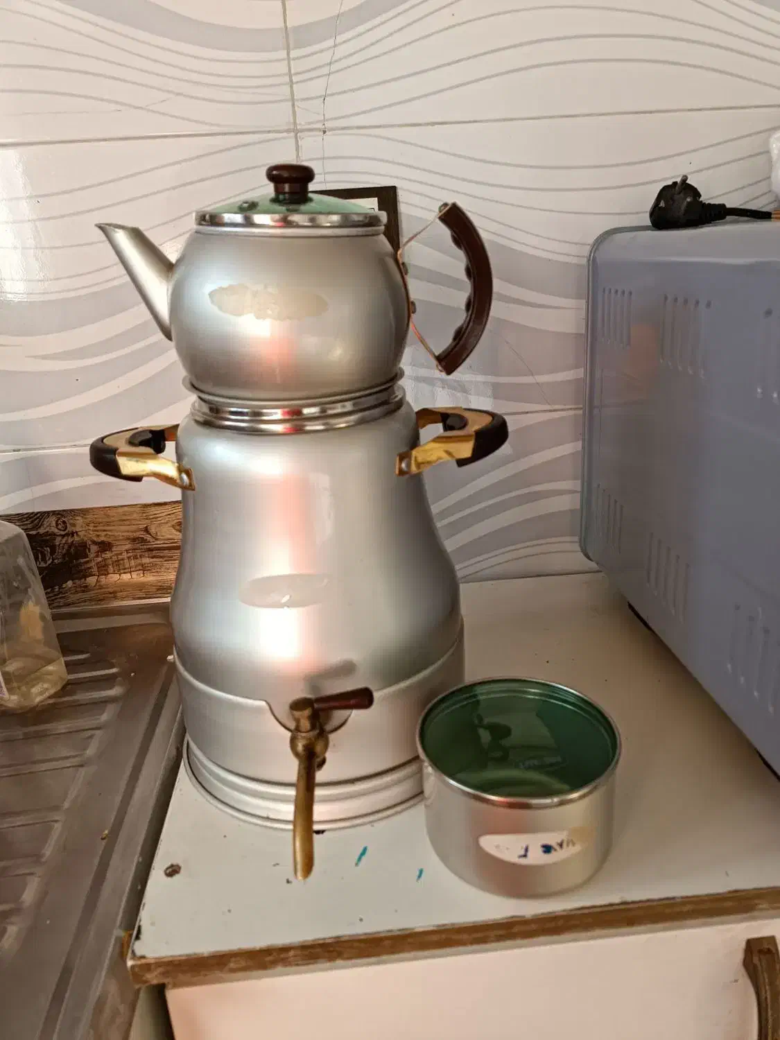 ست کتری و قوری و قندان|قوری، کتری، قهوه‌ساز دستی|دهگلان, |دیوار