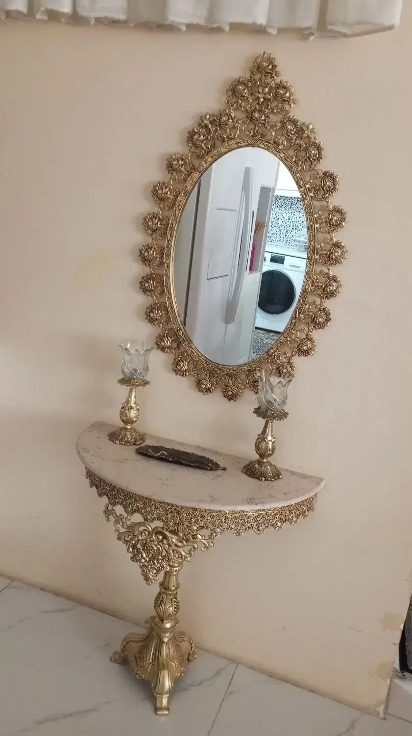 آیینه و کنسول بادو عدد شمعدان|آینه|مشهد, میعاد (شهرک غرب)|دیوار