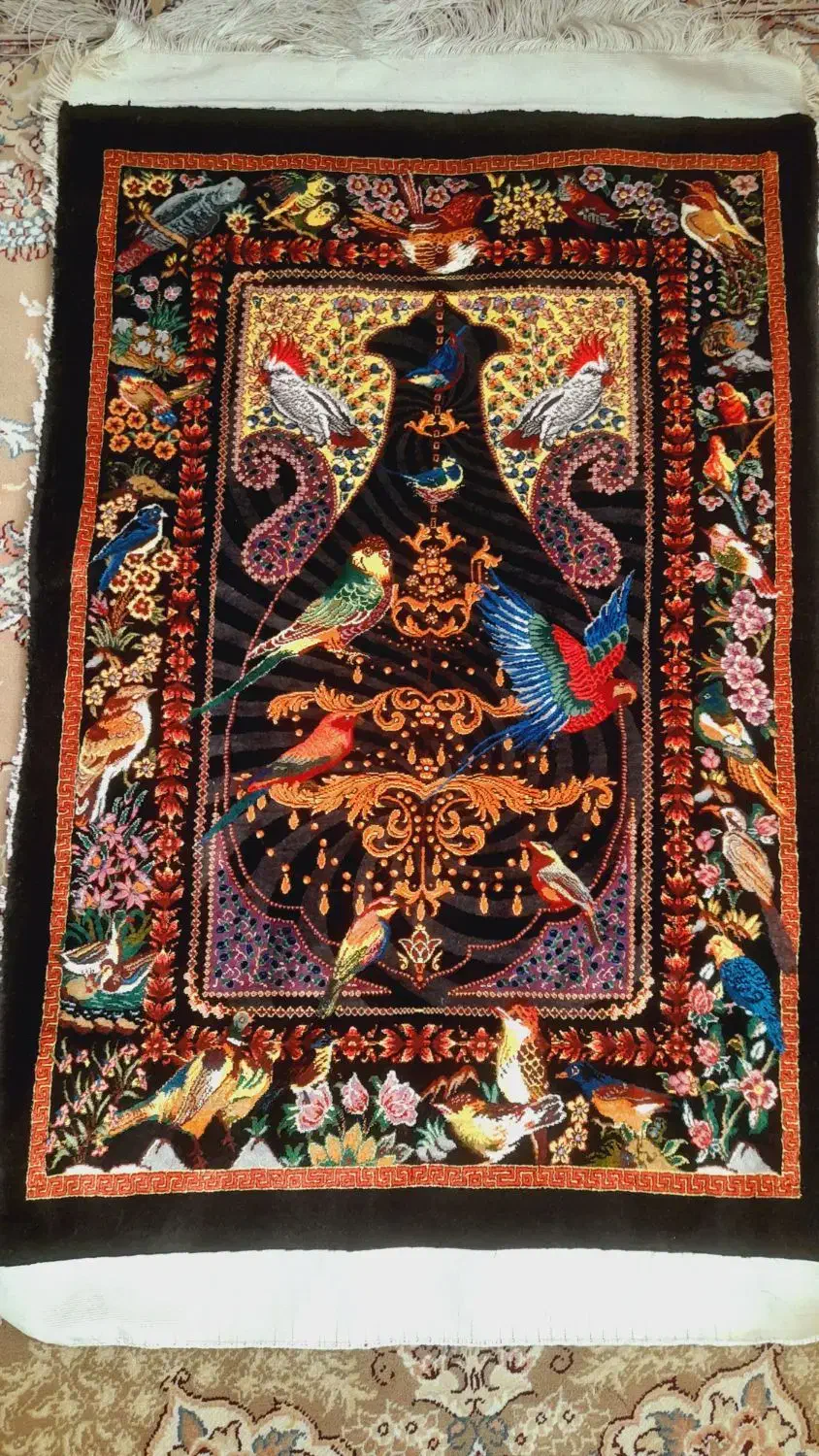 تابلو فرش ابریشم دستبافت|تابلو فرش|قم, قلعه کامکار|دیوار