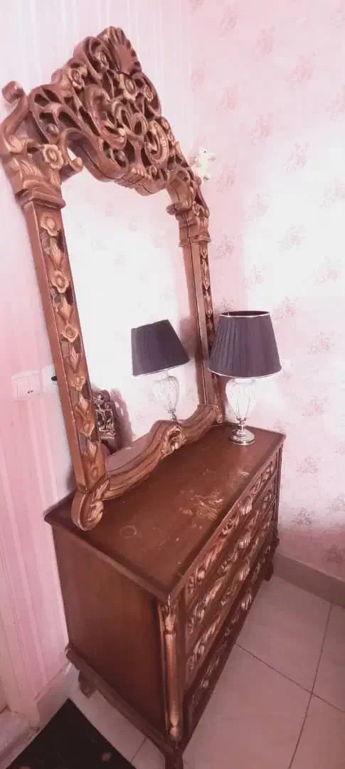 تخت خواب دو نفره چوب|تخت و سرویس خواب|رودهن, |دیوار