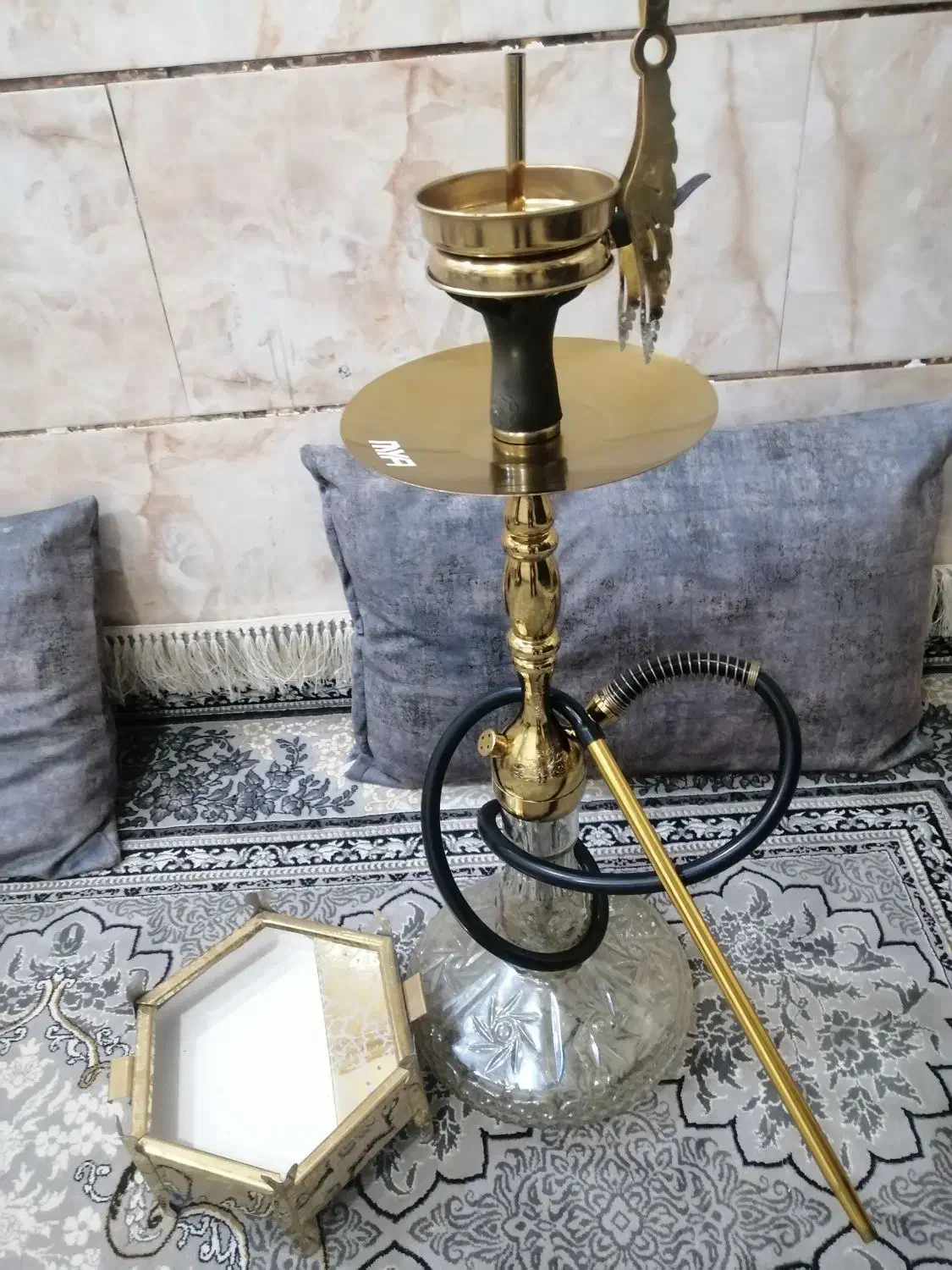 قلیون طلایی سوپاپی با منغل طلا|کلکسیون و سرگرمی|اهواز, نادری|دیوار