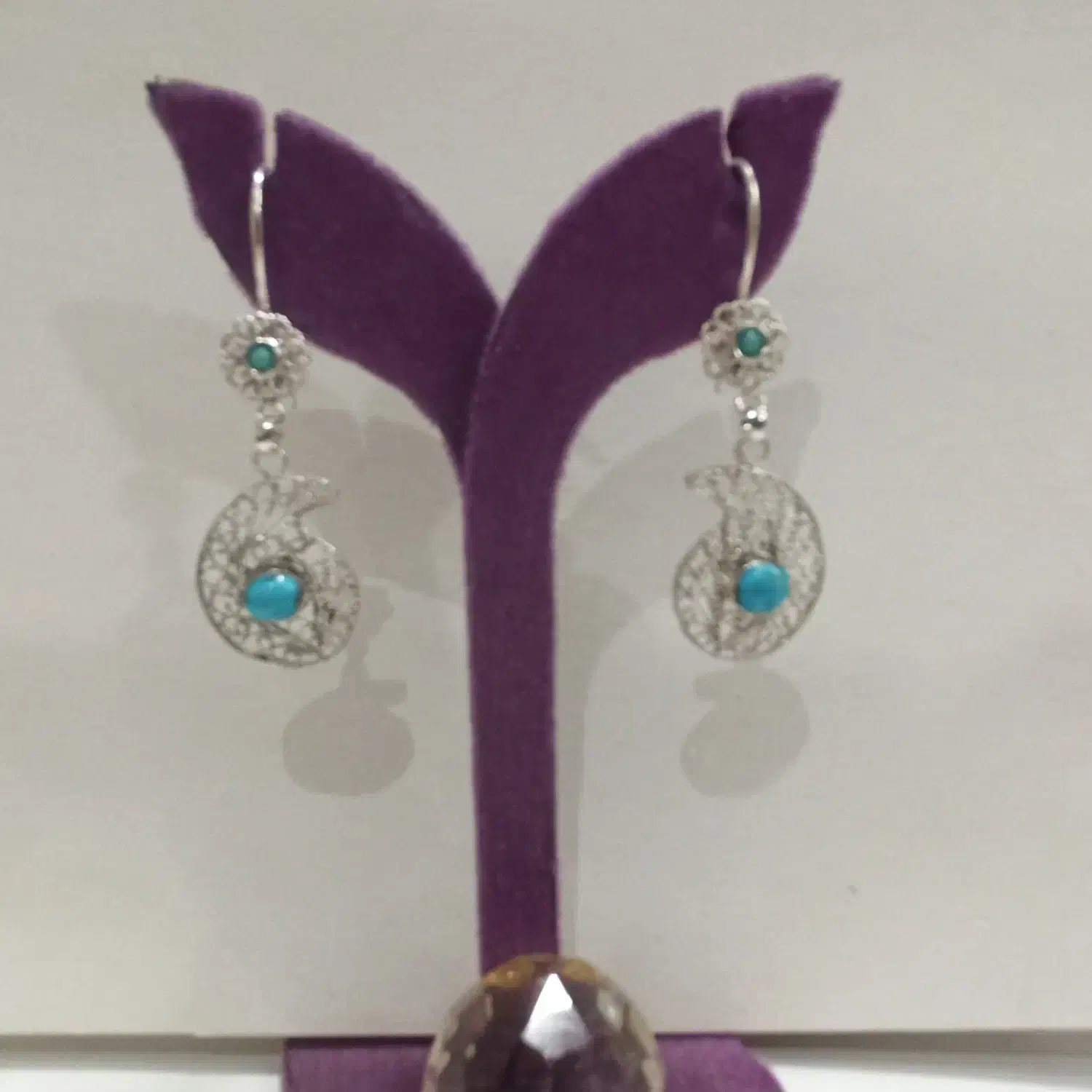 گوشواره نقره ملیله اصفهان طرح بته جقه فیروزه کد۶۰۴|جواهرات|اصفهان, مولوی|دیوار