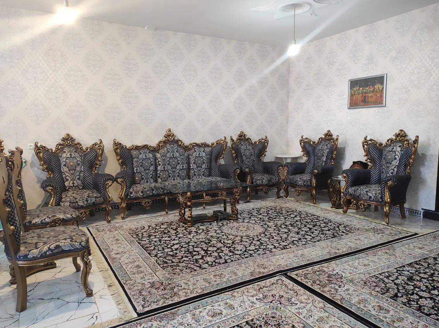 مبل سلطنتی ۹نفره چوب گردو|مبلمان خانگی و میز عسلی|کوهدشت, |دیوار