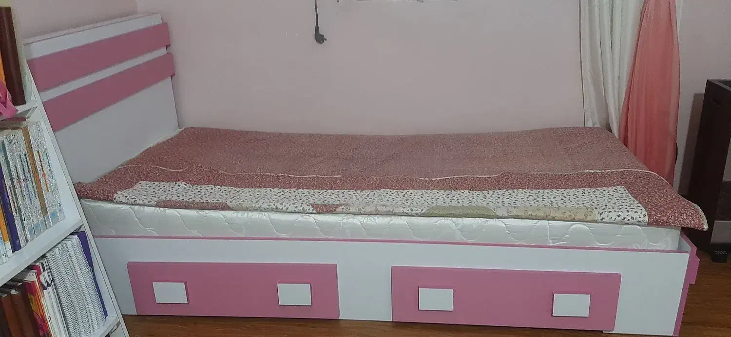 تخت یک نفره دو کشو دار با تشک رویال|تخت و سرویس خواب|ساری, |دیوار