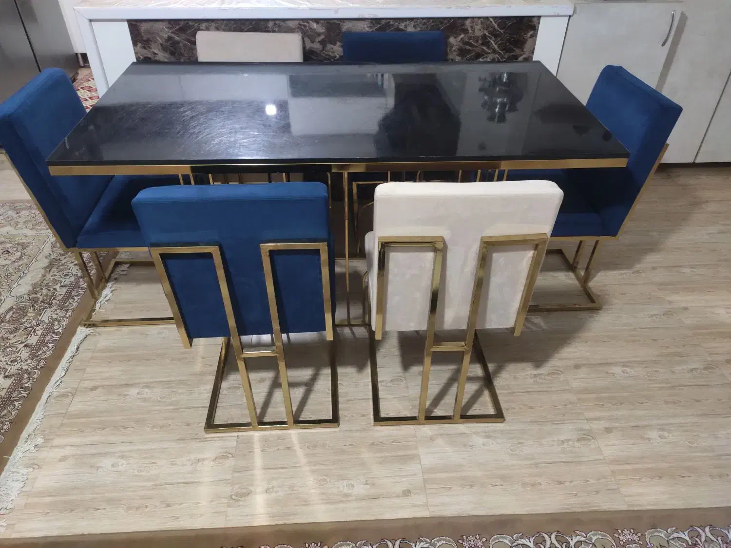 میزناهار خوری شش نفره همراه باروکشهای صندلی|میز و صندلی غذاخوری|حسن آباد, |دیوار