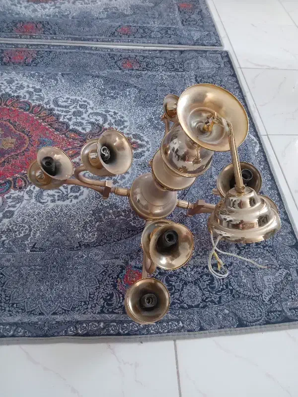 لوستر آب کاری طلا|لوستر و چراغ آویز|خمینی‌شهر, |دیوار