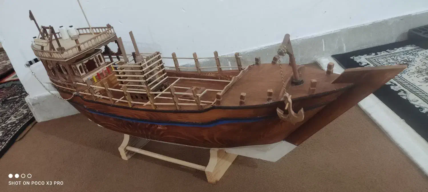 لنج طرح کچی و بادبانی با چوبهای تزیینی|صنایع دستی و سایر لوازم تزئینی|قشم, |دیوار