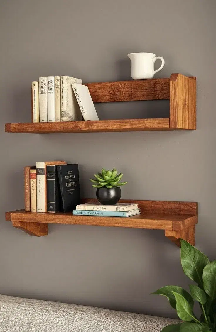 انواع شلف و دیوارکوب چوبی|کتابخانه، شلف، قفسههای دیواری|ری, شهرک نظامی|دیوار