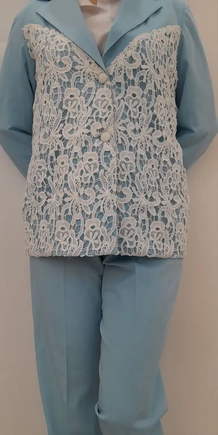 یک عدد مانتو شلوار مجلسی نو رنگ ابی سایز ۴۰|لباس|ملایر, |دیوار