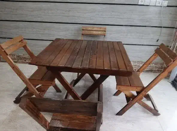 میز و صندلی چوبی تاشو|میز و صندلی غذاخوری|رشت, توشیبا|دیوار