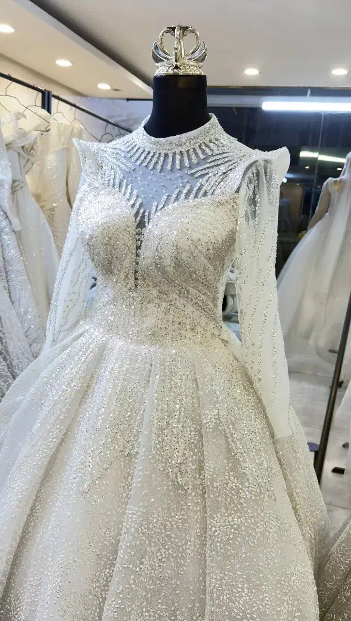 لباس عروس مدل عربی یقه ۳ سانت با دانتل وارداتی|لباس|گنبد کاووس, |دیوار