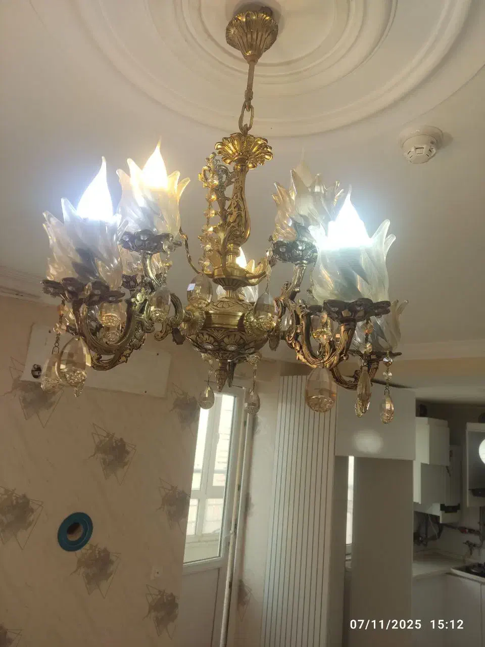 لوستر 2 شاخه 10 شعله برنز|لوستر و چراغ آویز|ارومیه, |دیوار