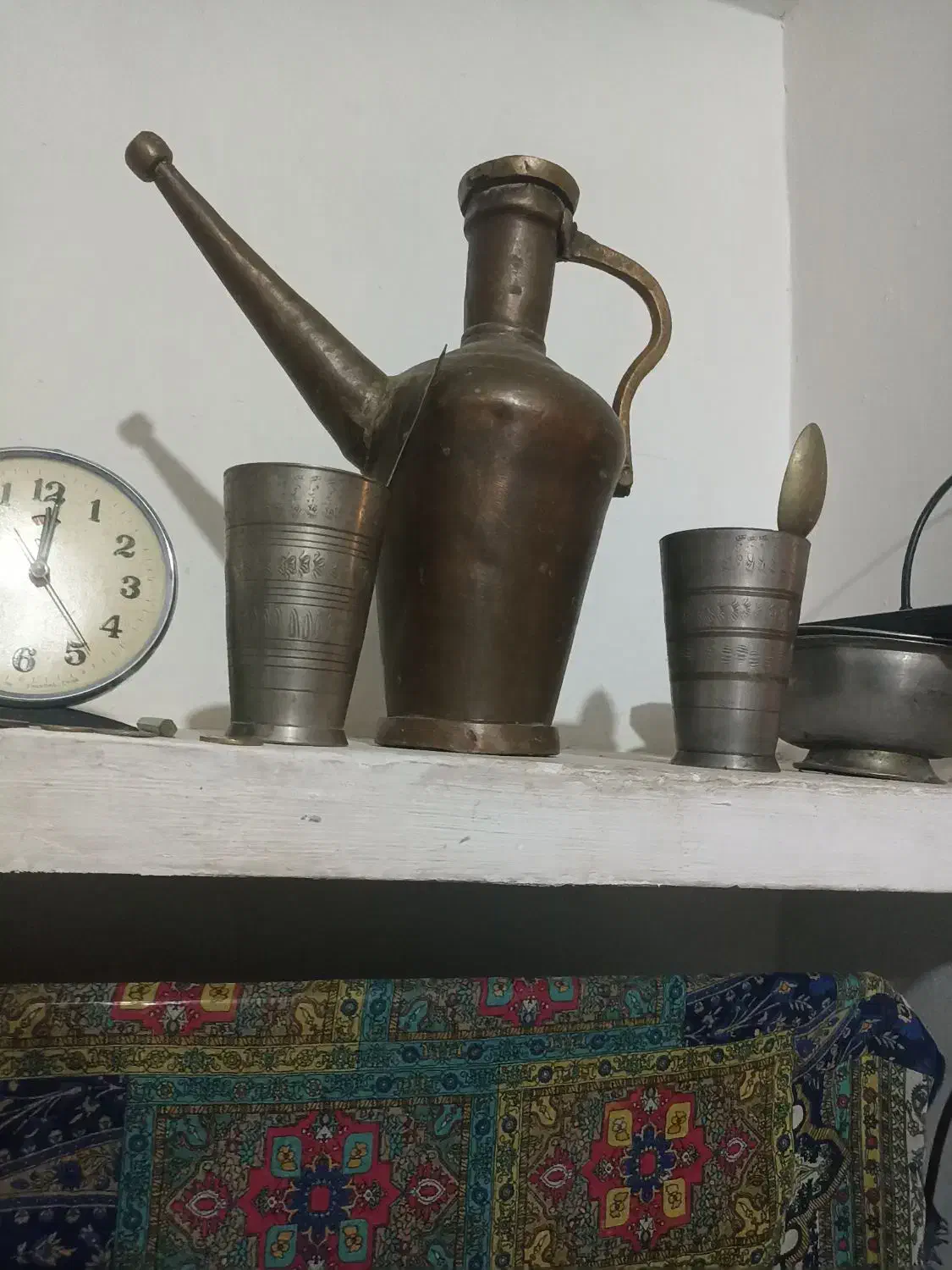 مشربه وآفتابه مسی|کلکسیون اشیاء عتیقه|بیرجند, |دیوار