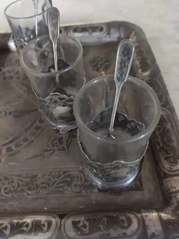 سینی نقره و کاپهاش|کلکسیون اشیاء عتیقه|زاهدان, |دیوار