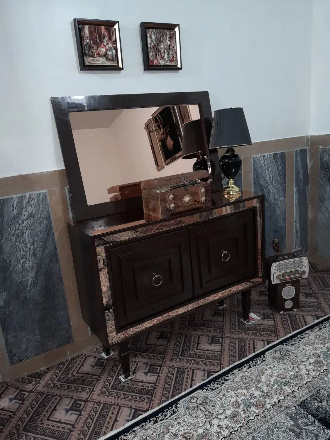 آیینه کنسول قهوه ای|بوفه، ویترین، کنسول|کنگاور, |دیوار