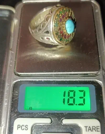 انگشتر نقره فیروزه و یاقوت|جواهرات|آران و بیدگل, |دیوار