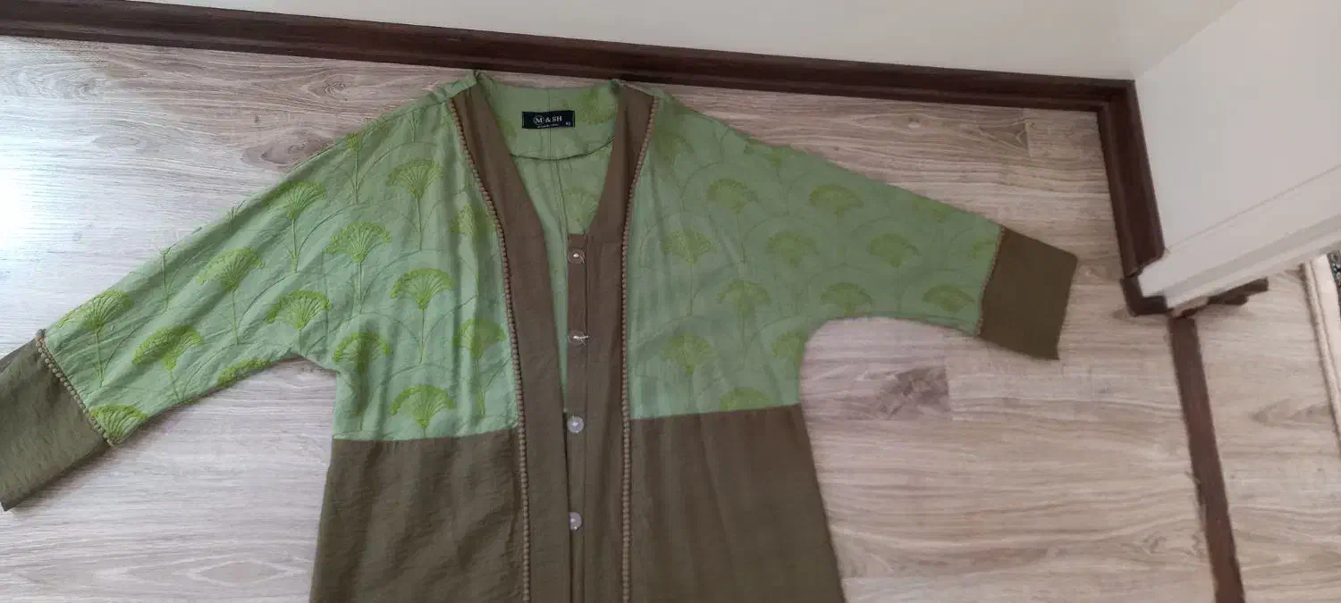 مانتو سبز دورنگ خامه دوزی|لباس|تبریز, |دیوار