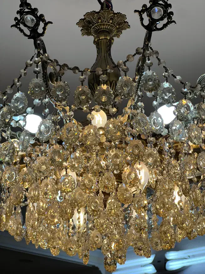 لوستر کریستال شامپاینی|لوستر و چراغ آویز|یزد, |دیوار