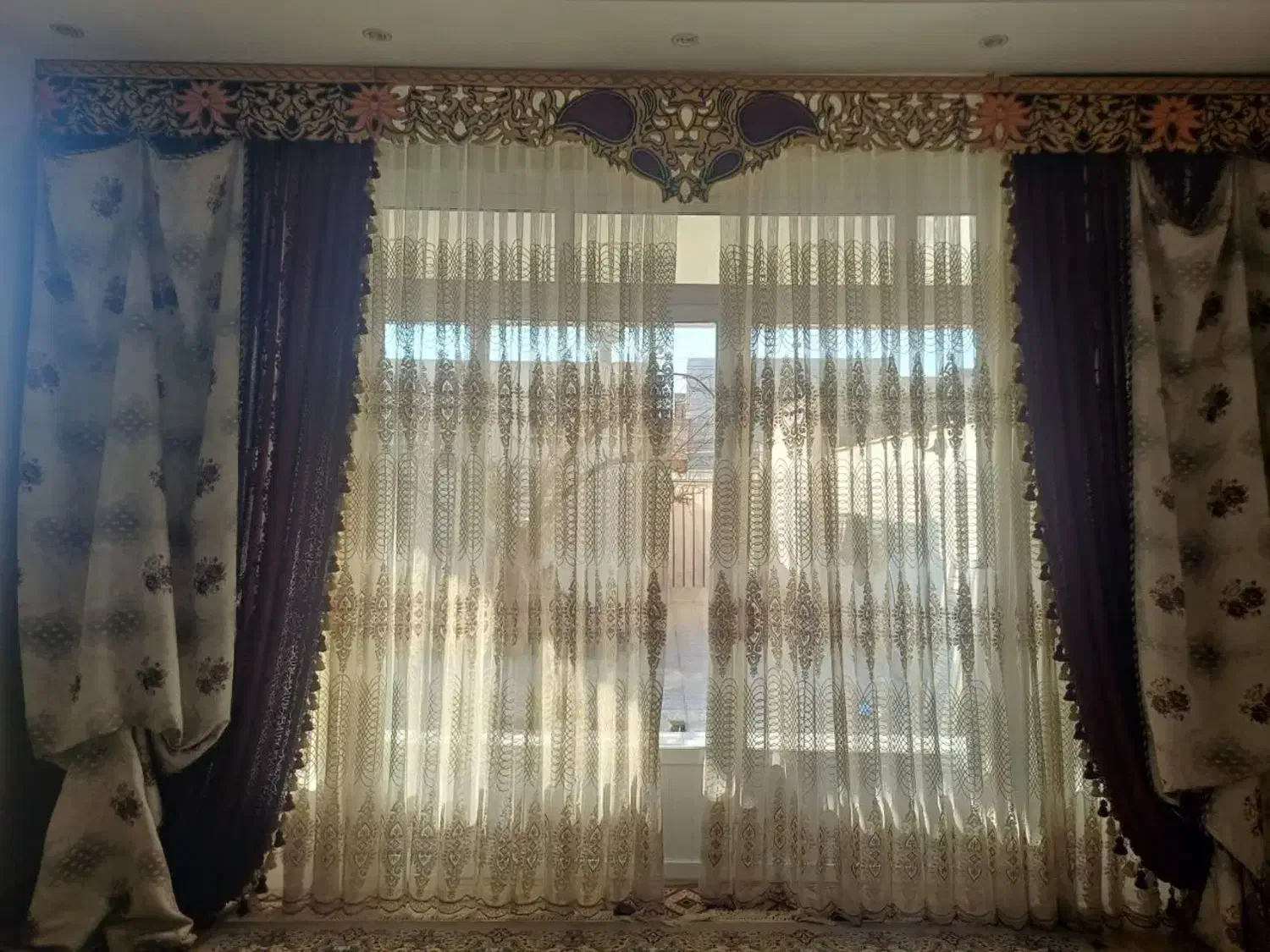 پرده  همراه با کتبه|پرده، رانر، رومیزی|نجف‌آباد, باهنر|دیوار