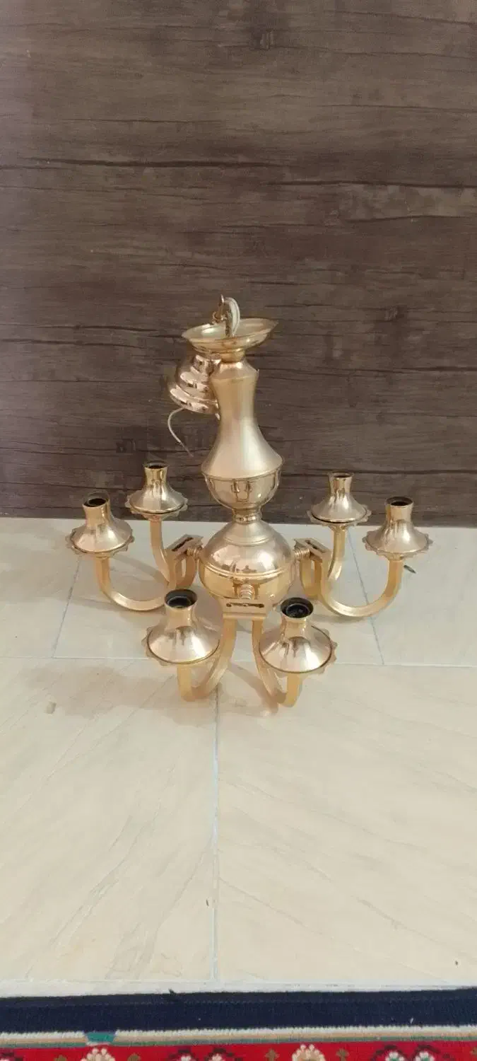 لوستر  برنجی ابکاری طلا|لوستر و چراغ آویز|همدان, |دیوار
