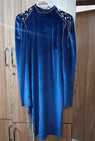 لباس مجلسی مخمل سورمه ای|لباس|اصفهان, گورتان|دیوار