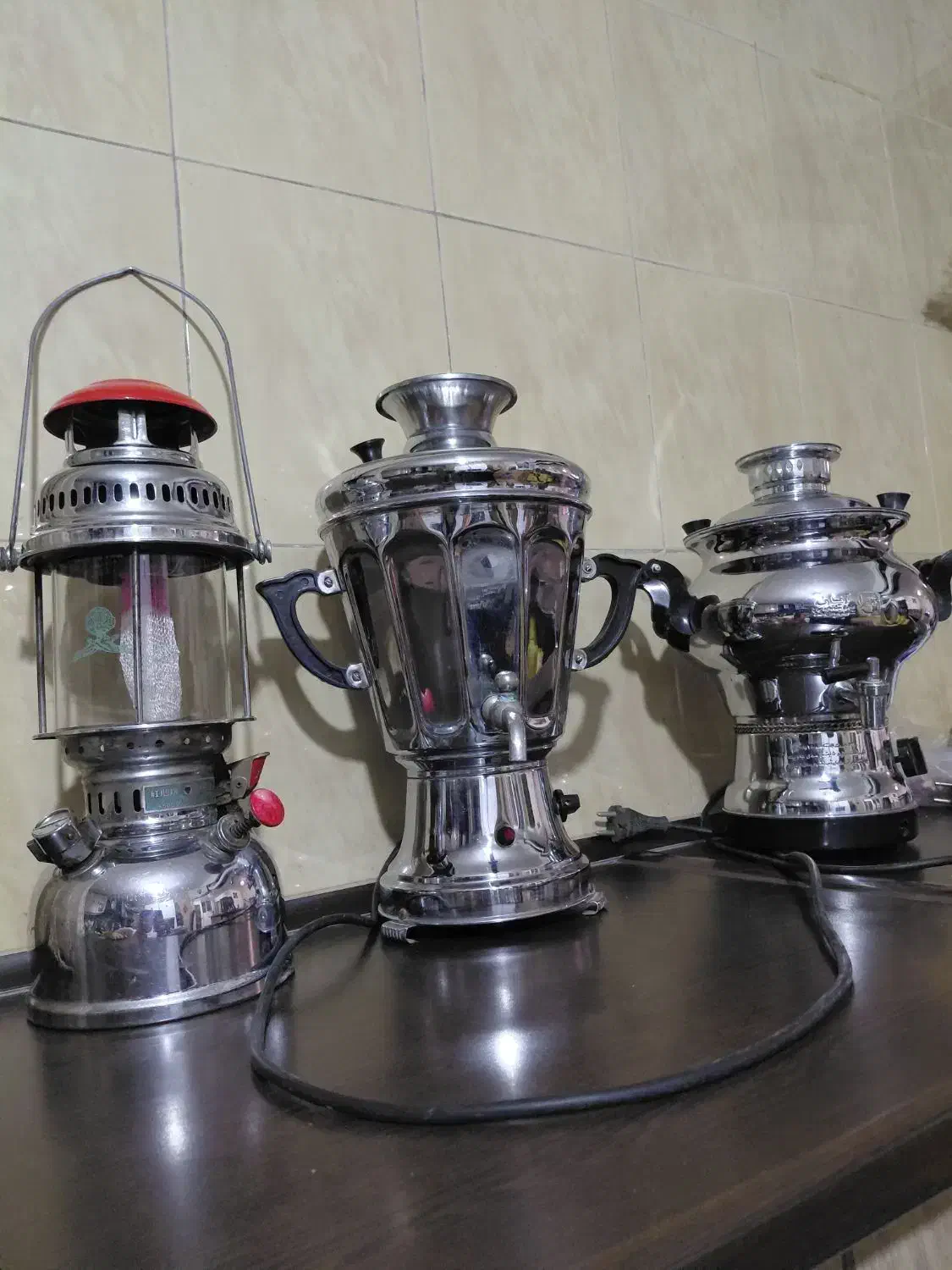 سماور و چراغ نفتی چرخ خیاطی|سماور، چایساز، قهوهساز|بیرجند, |دیوار