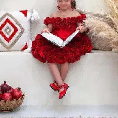 پیراهن گل رز قرمز بچگانه|لباس|سنندج, |دیوار