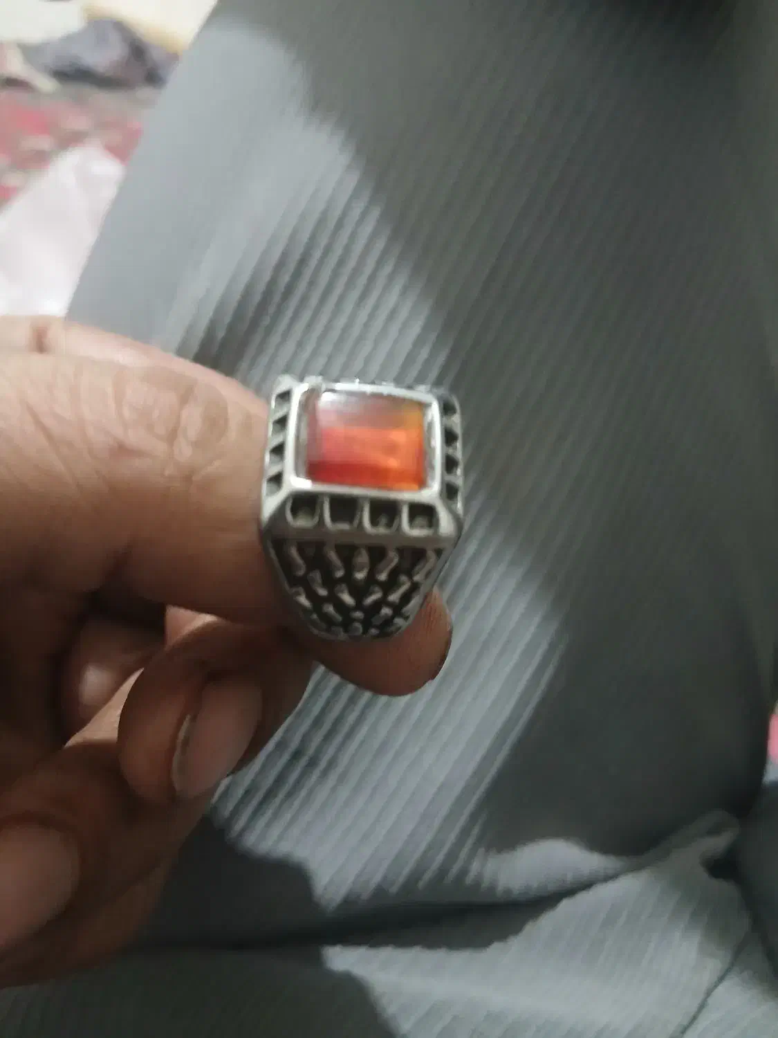 انگشتر نقره رکاب سنگین عقیق یمن|جواهرات|گنبد کاووس, |دیوار