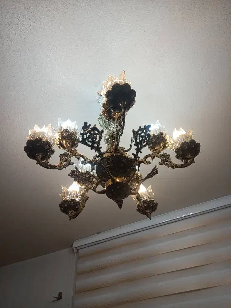 لوستر برنجی 5شاخه|لوستر و چراغ آویز|اراک, |دیوار